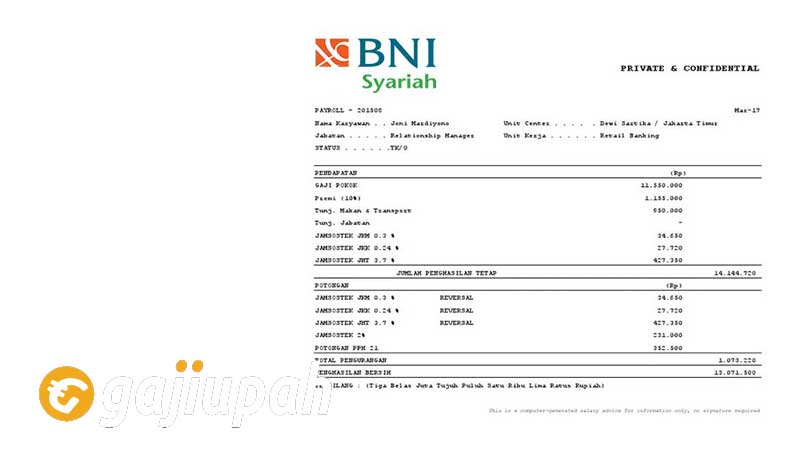 Gaji Pegawai Bank BNI Syariah