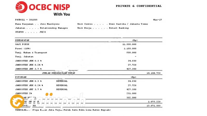 Gaji Pegawai Bank OCBC NISP Tbk (NISP)