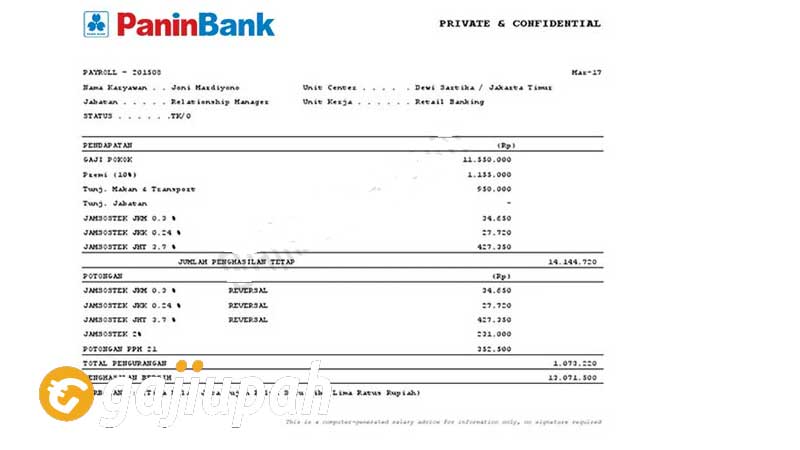 Gaji Pegawai Bank Pan Indonesia Tbk (PNBN) Semua Jabatan Terbaru