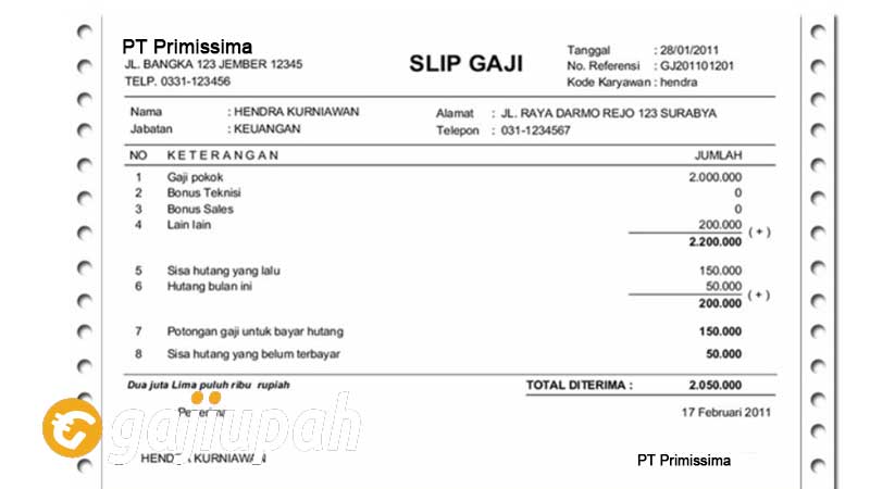 Gaji Karyawan PT Primissima (Persero) Terbaru