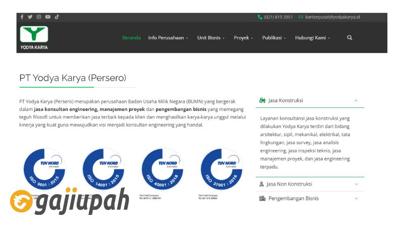 Gaji Karyawan PT Yodya Karya (Persero)